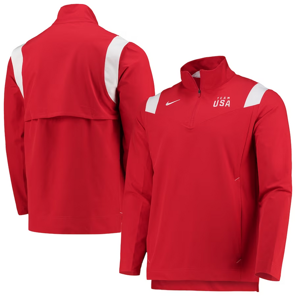 Men's Nike Red Team USA On-Field Quarter-Zip Jacket