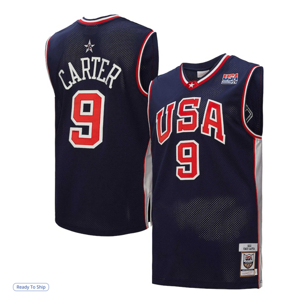 Men's Mitchell & Ness Vince Carter Navy USA Basketball 2000 Authentic Jersey